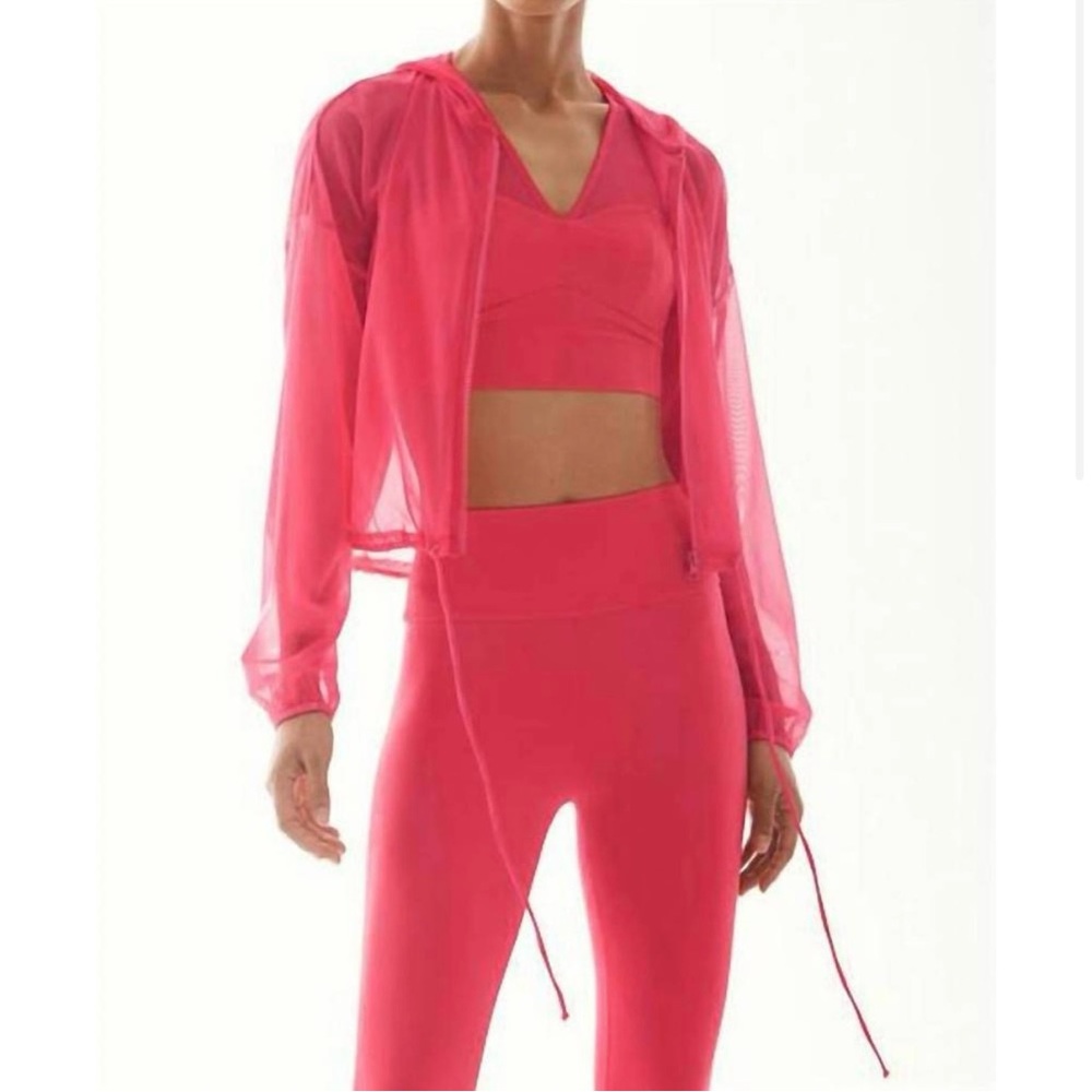 NWT LANSTON SPORT Mesh Hoodie Jacket sz Large $150 msrp SOLD OUT Coral Pink
